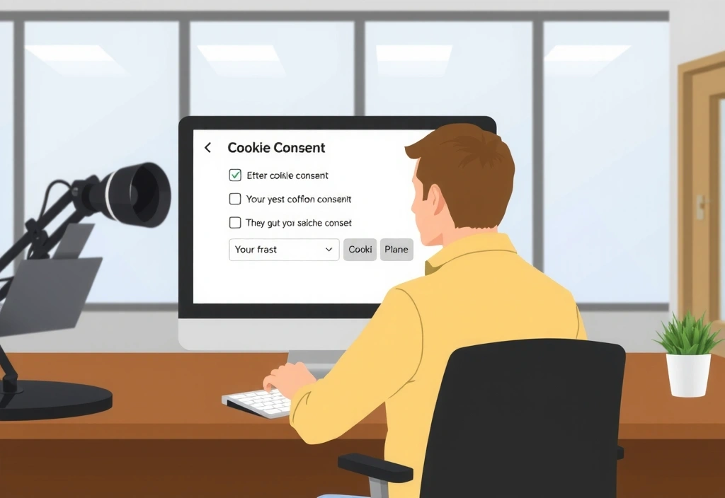 Illustration of a person managing cookie settings on a computer