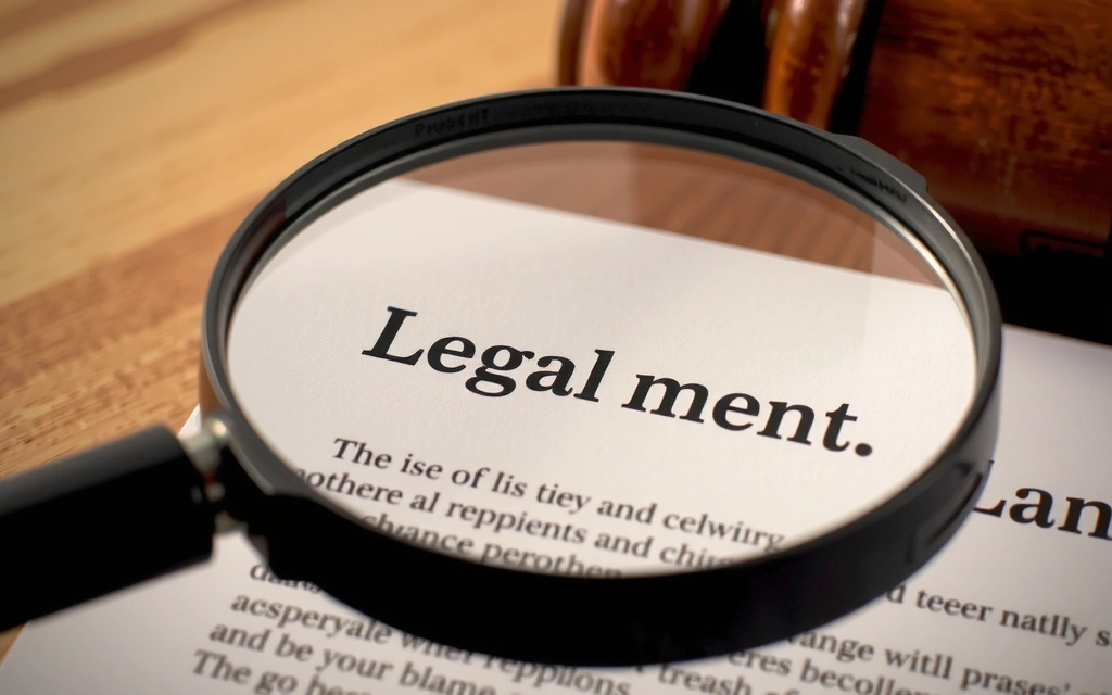 Magnifying glass over a legal document, highlighting important clauses